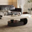 51.18" Crystal-cream+Black Manufactured Wood Oval Coffee Table-109107223-109107225