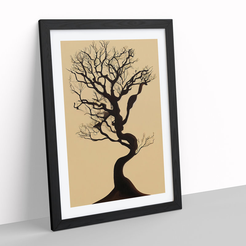 XV1022-4608X The Solo Tree No.2 - Single Picture Frame Print, Black, 64cm H x 46cm W x 2cm D