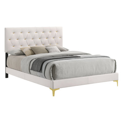 Kendall Tufted Upholstered Panel Bed White -  Mercer41, D61D0194B693442491711491C826C73F