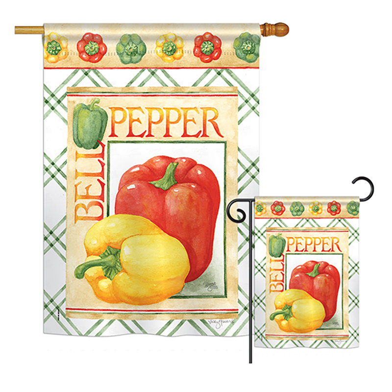 Ensemble de 2 drapeaux 2 pièces en polyester à impressions végétales bell poivre food