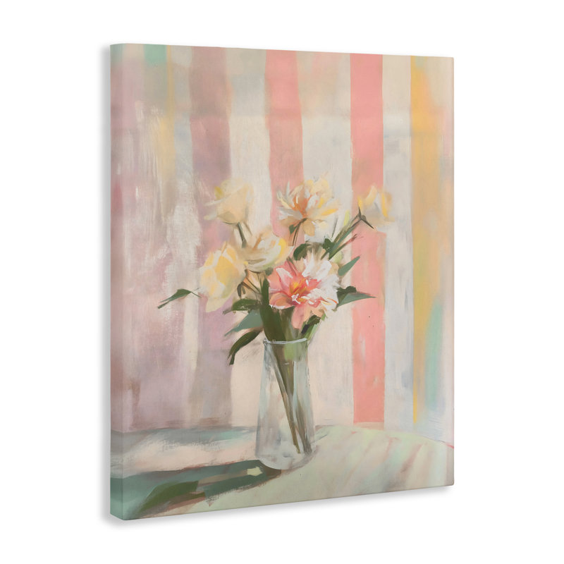«Pastel Flower Arrangement Stripes», conception par Arlington Prints, H 30 po x l 24 po