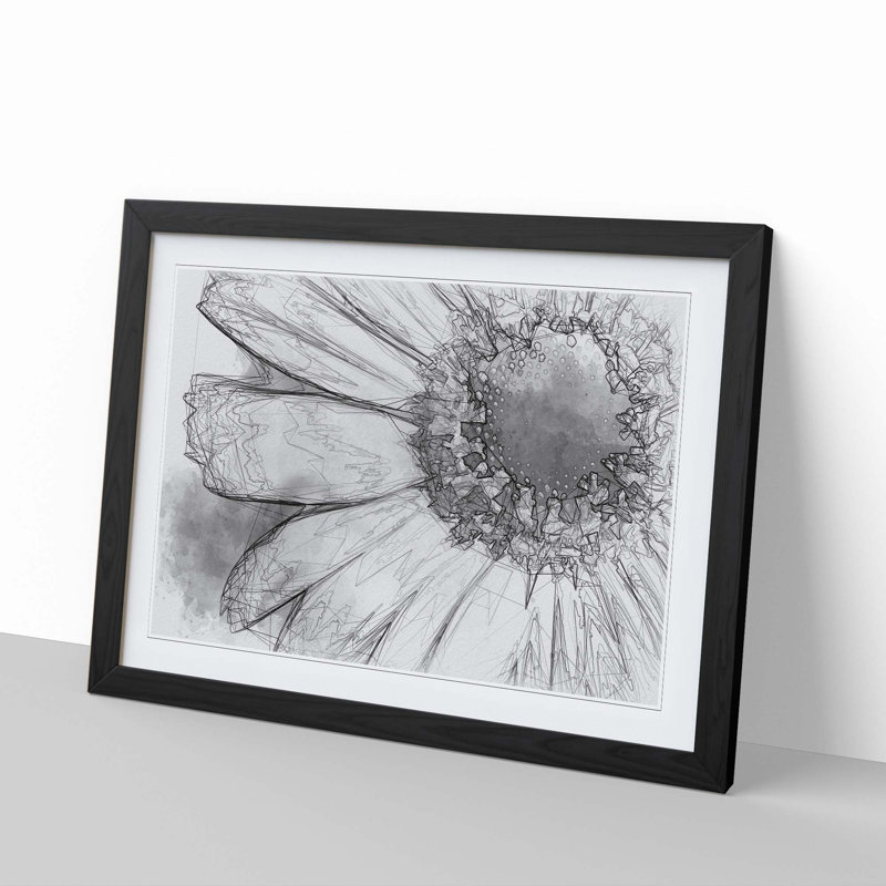 Pretty Flower in Abstract - Picture Frame Graphic Art Print, 35cm H x 50cm W x 2cm D, Black