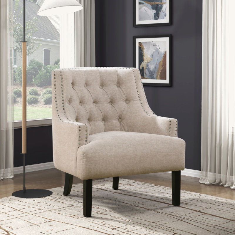 Chaise d'appoint 28 po Bania, Chenille beige multicolore