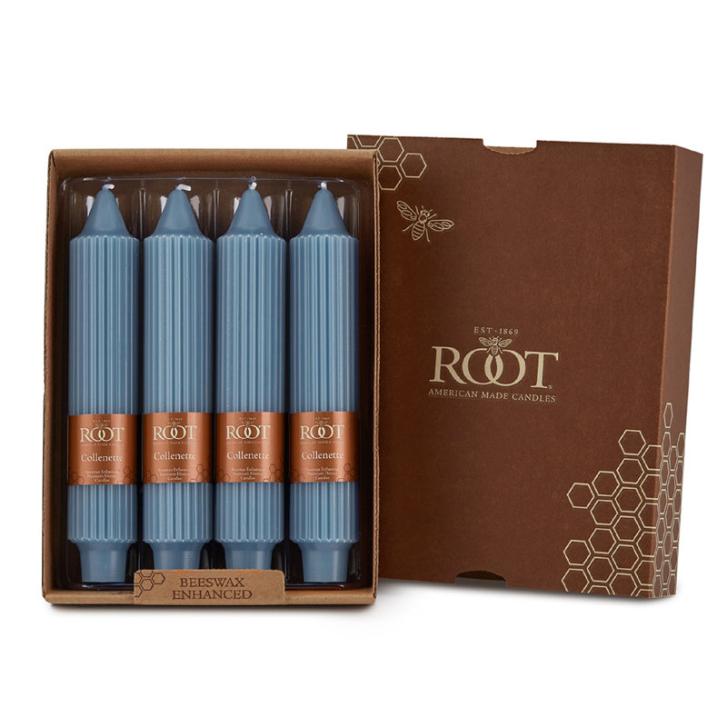 Ensemble de bougies 4 pièces Grecian Collenette, H 7 po x l 1,25 po x P 1,25 po, Bleu