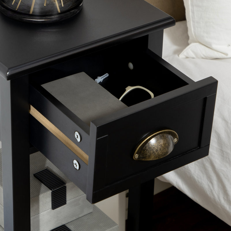 Table d'appoint à 2 niveaux avec tiroir HOMcom, table de bout étroite avec tablette inférieure, pour le salon ou la chambre à coucher, table