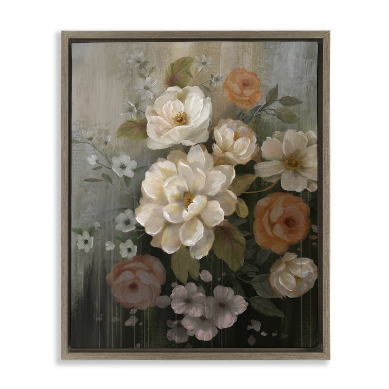  «Curled Blooms with Streaks», art mural encadré flottant par Nan, Cadre flottant orme Montalcino, H 21 po x l 17 po