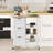 Rolling Kitchen Island Cart, Bar Serving, Drawers, White