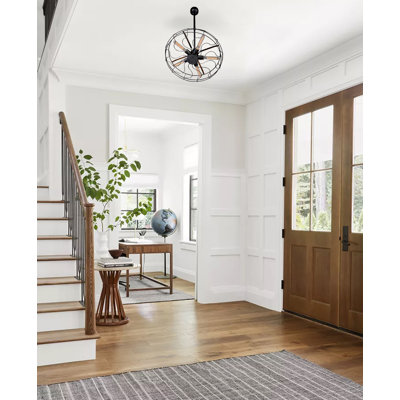 Industrial 5 Light Black Fan Pendant