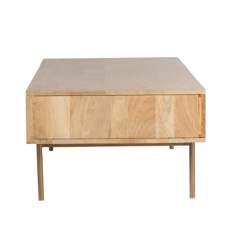 Table basse 4 pieds avec rangement Bridewell, Naturel