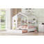Lit double en bois avec lit gigogne en bois, conception moderne pour enfants avec tablette de rangement, blanc-1855597013-1855597012