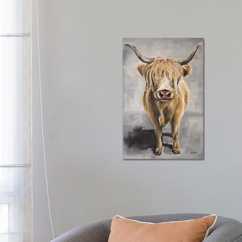 Shep The Highland Cow by Hippie Hound Studios - Wrapped Canvas Painting, 66.04 cm H x 45.72 cm W x 3.175 cm D