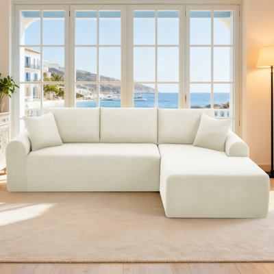 103” Modular Sectional Cloud Sofa For Living Room Modern Minimalist Couch With L-shaped Chaise Upholstered Corduroy Couch , Deep Seat, No Assembly Req by George Oliver