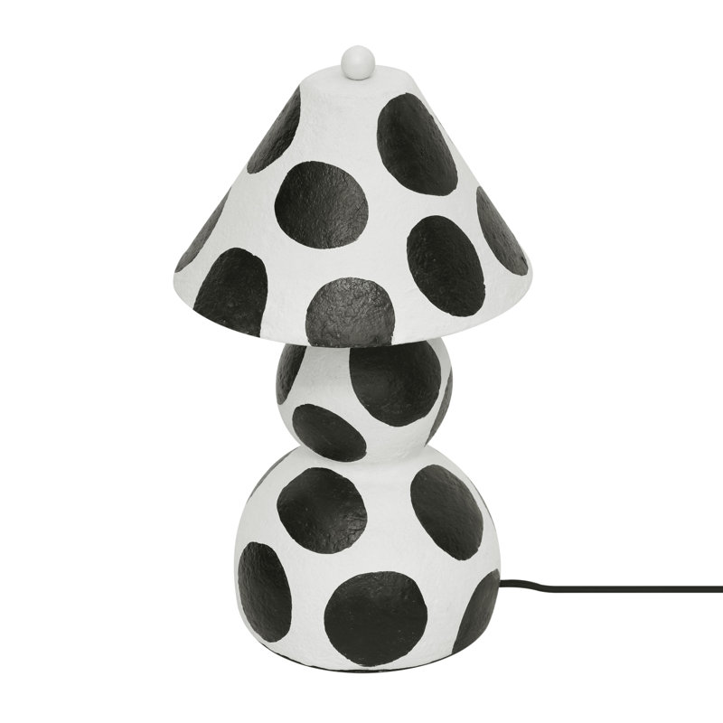 Lampe de table en papier mâché noir et blanc