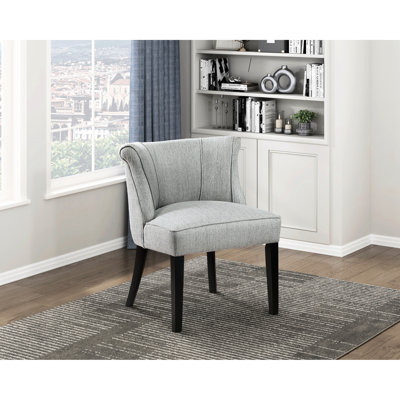 Chaise de salle à manger confortable en bois massif gris avec revêtement texturé et pieds en mousse