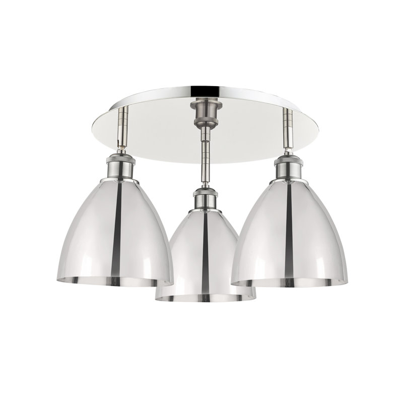 Plafonnier encastré 3 lumières 7,5 po Allare, Nickel poli, Nickel poli