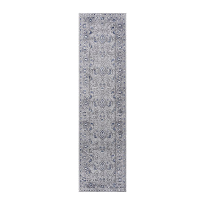2X8 Grey / Blue / Oriental Runner Rug