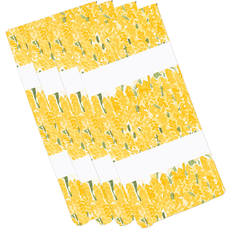 Elliona Polyester Floral Square Napkin, Yellow