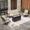 Ensemble de conversation de patio pour 5 personnes Asfand avec chaises longues pivotantes et table de foyer
