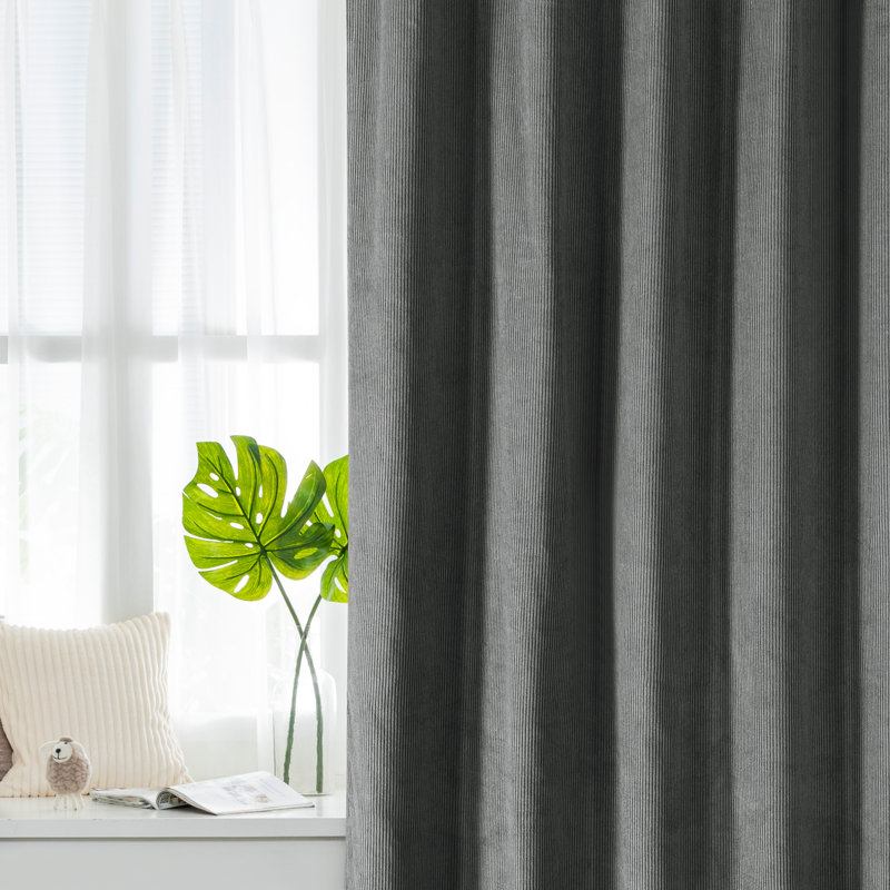 Cotton Room Darkening Curtains / Drapes Pair, 52" W x 96" L, Charcoal 