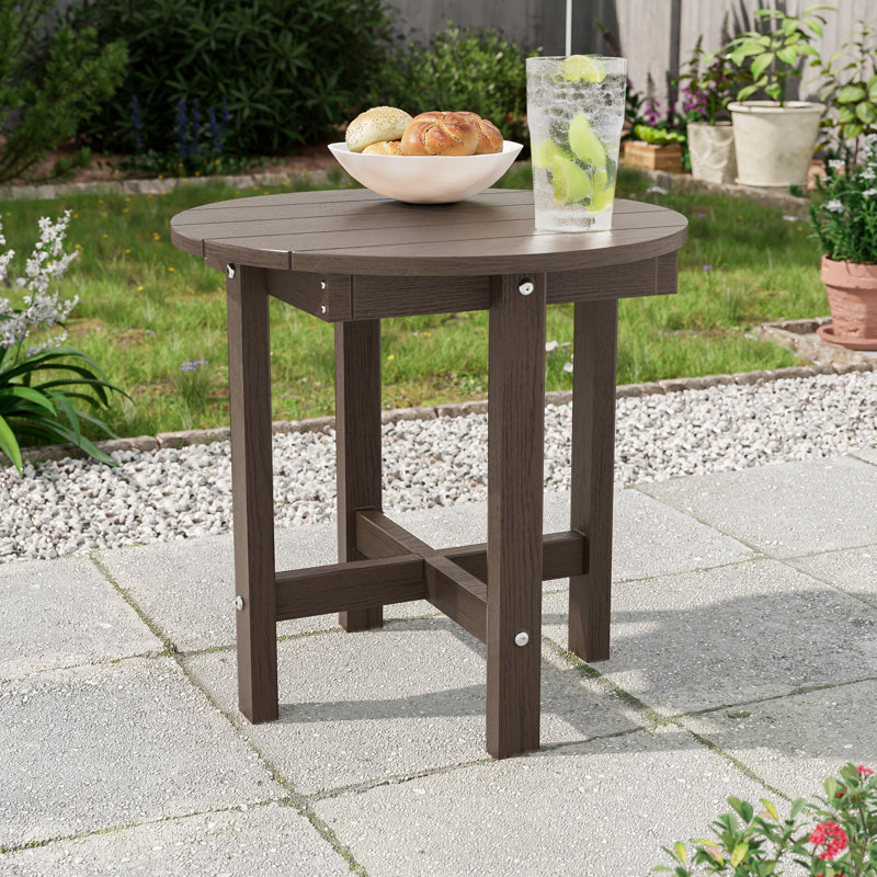 Table d'appoint ronde extérieure, petite table de bout en PEHD Adirondack, table d'appoint de patio facile à nettoyer pour la cour, la piscine, le porche, le jardin et la pelouse