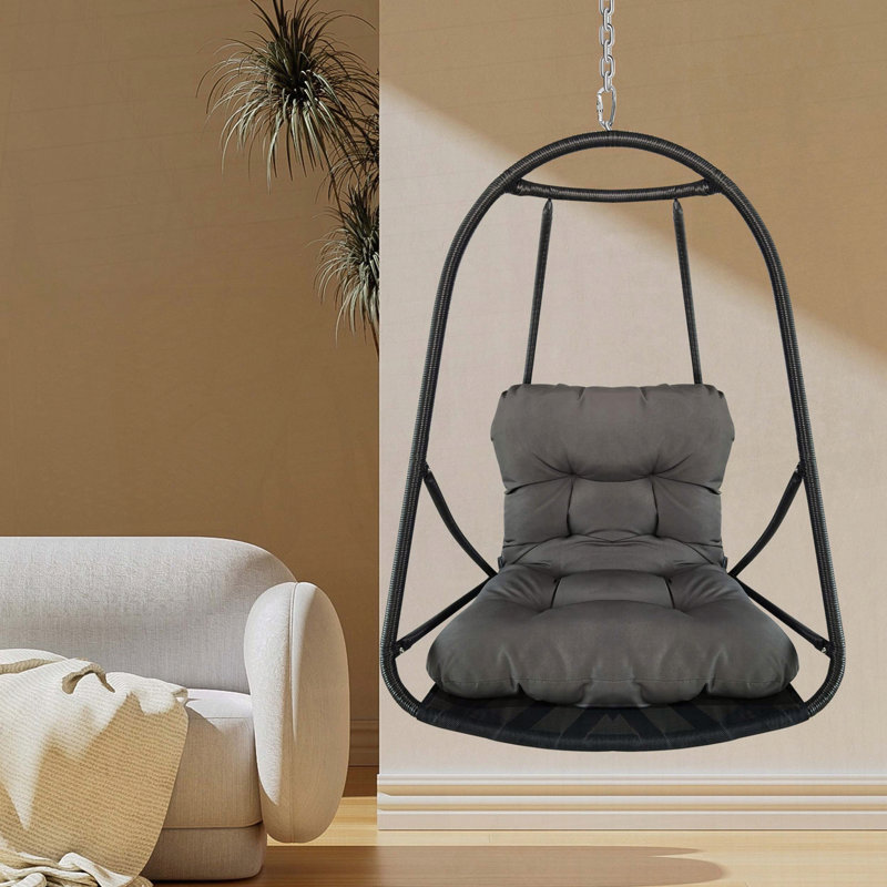 Fauteuil à œufs pivotant avec support de type C (support non inclus), Coussin gris / cadre noir