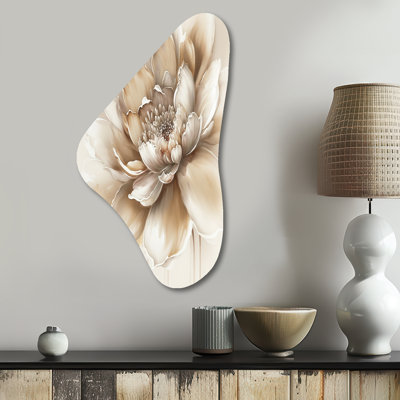 Haristina Blooming Beige Floral Design III - Art mural en métal à forme florale unique
