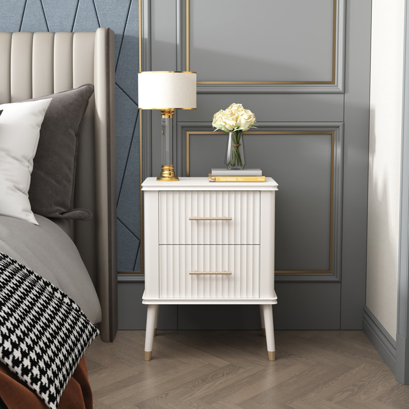 Shruti 45cm W Solid + Manufactured Wood Bedside Table, White
