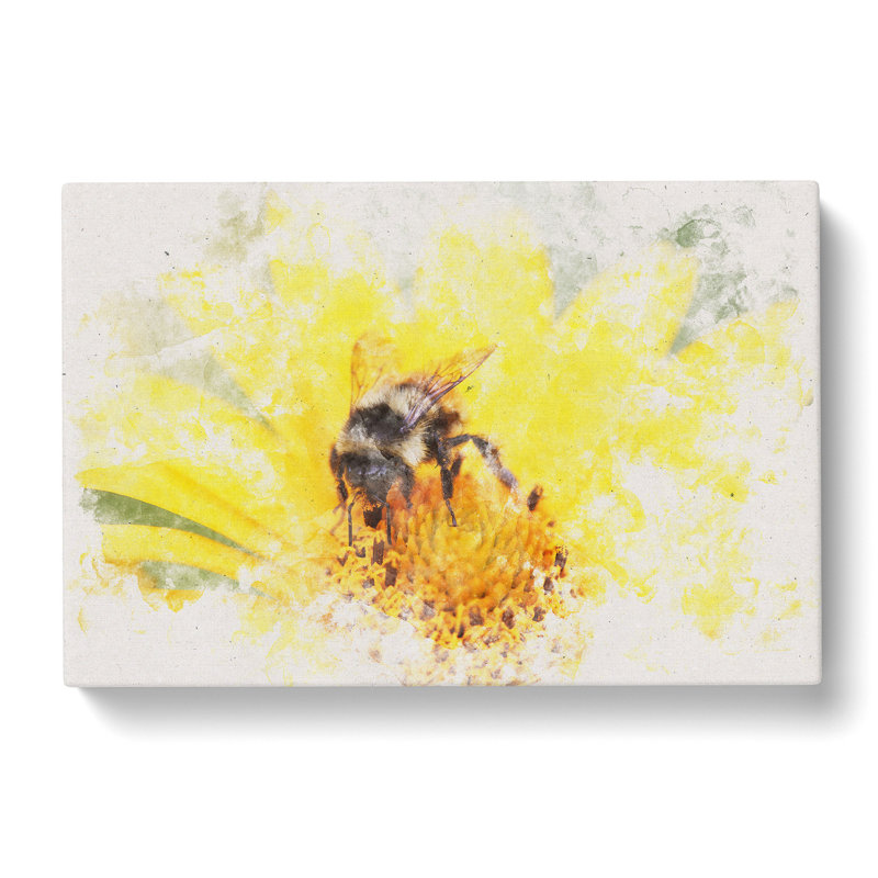 Bee Collecting Pollen - Wrapped Canvas Print, 60cm H x 91cm W x 3cm D
