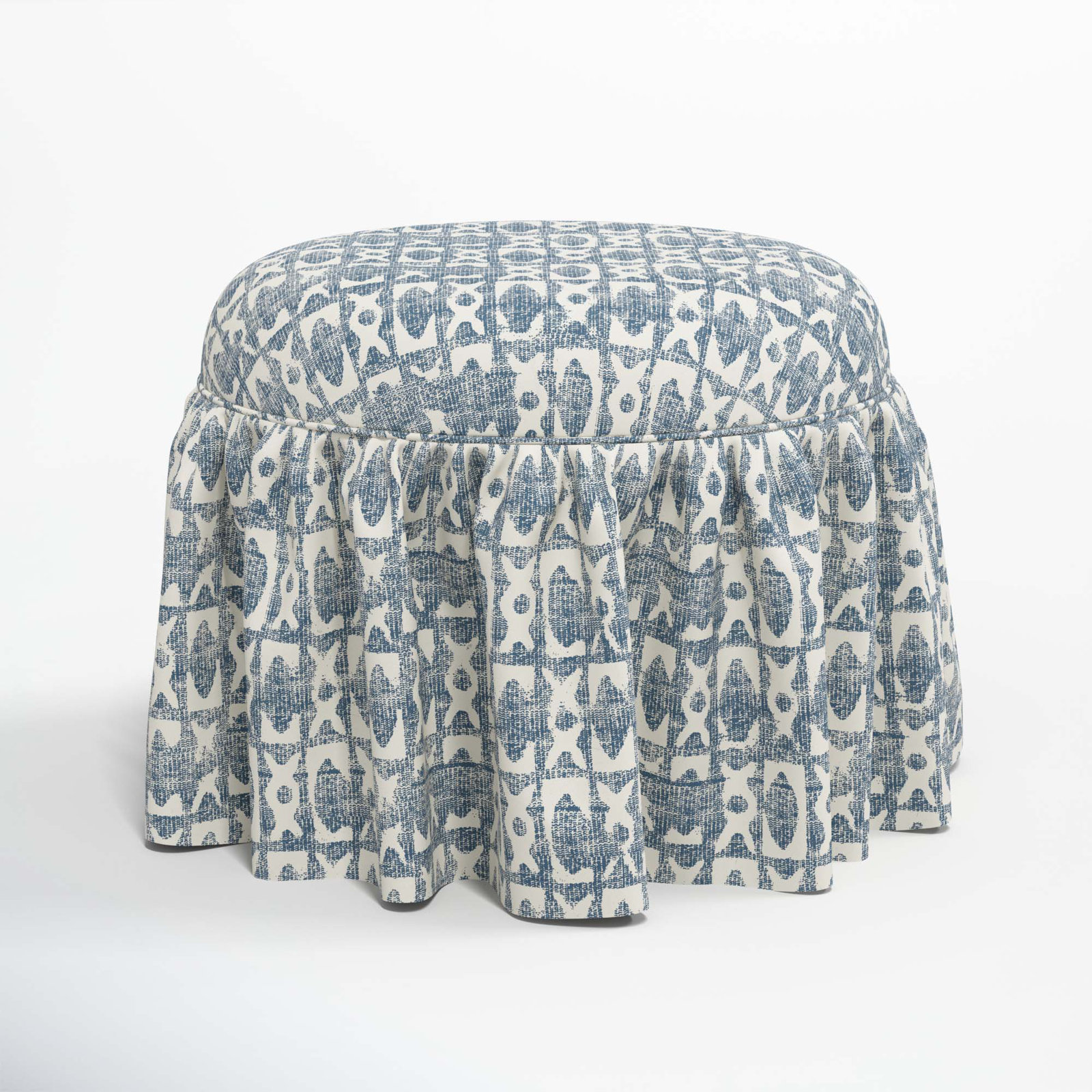 Jebb Upholstered Ottoman, Texture Block Blue