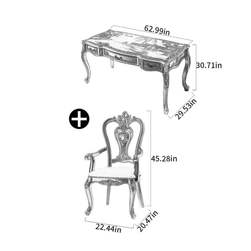 French style desk and chair set