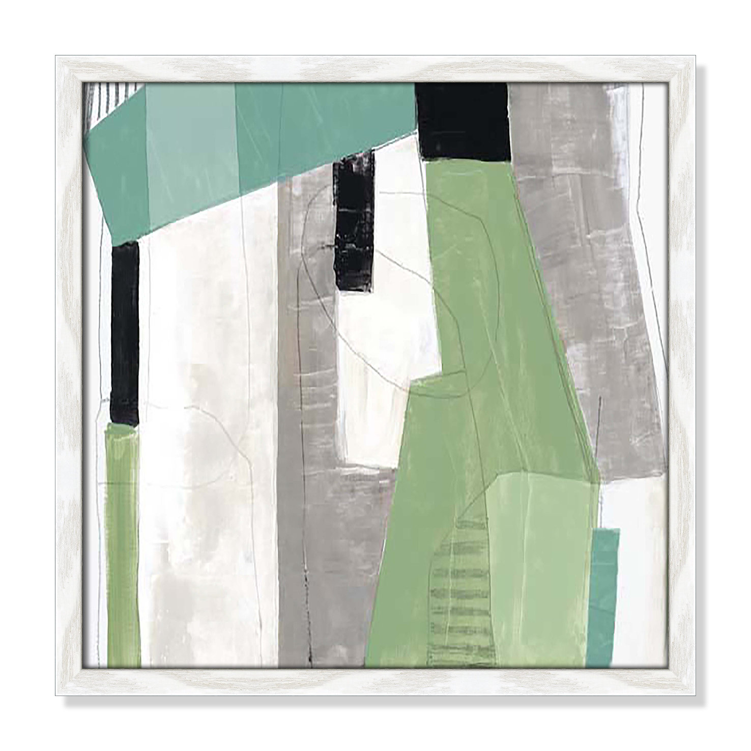 Evergreen Essence I Print, 17" H x 17" W x 1.25" D, White Slim Framed