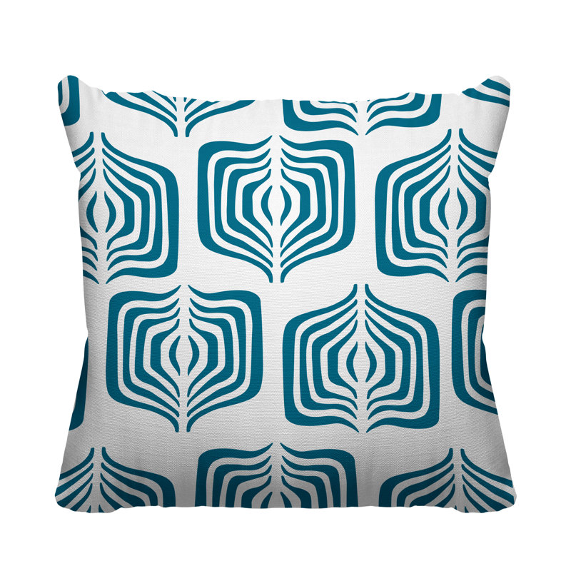 Dale Abstract Outdoor Reversible Throw Pillow, 15H" x 15W", Turquoise