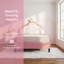 Acamas Pink Princess Bed with LED Lights, Velvet Upholstery, Crown Headboard, Adjustable Height & Solid Wood Slats-1429380788