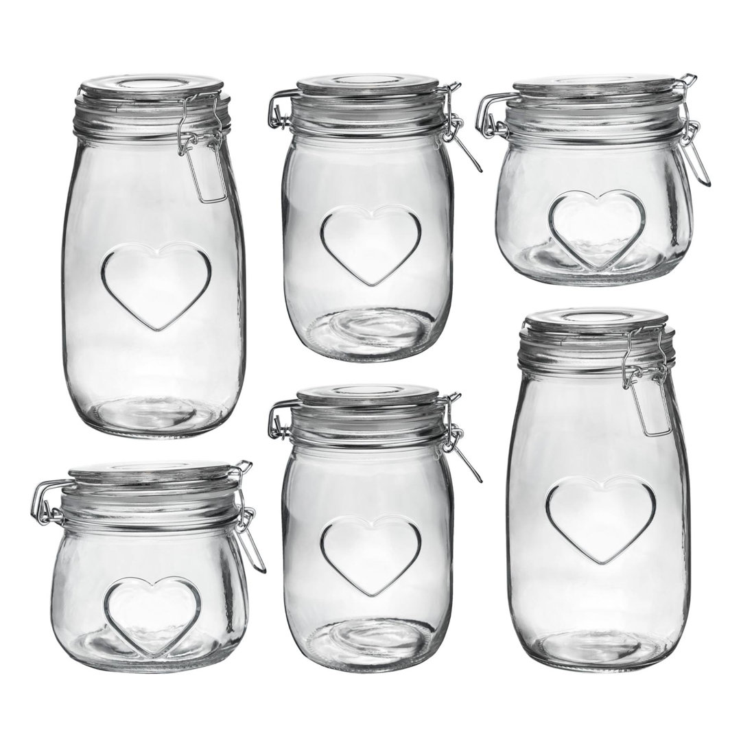 Nicola Spring - Heart Glass Storage Jars - 3 Sizes