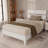 Solid Wood Platform Bed Frame , Twin Bed Frame With Headboard Included, Mid Century Modern Bed, White-451595206-451595207
