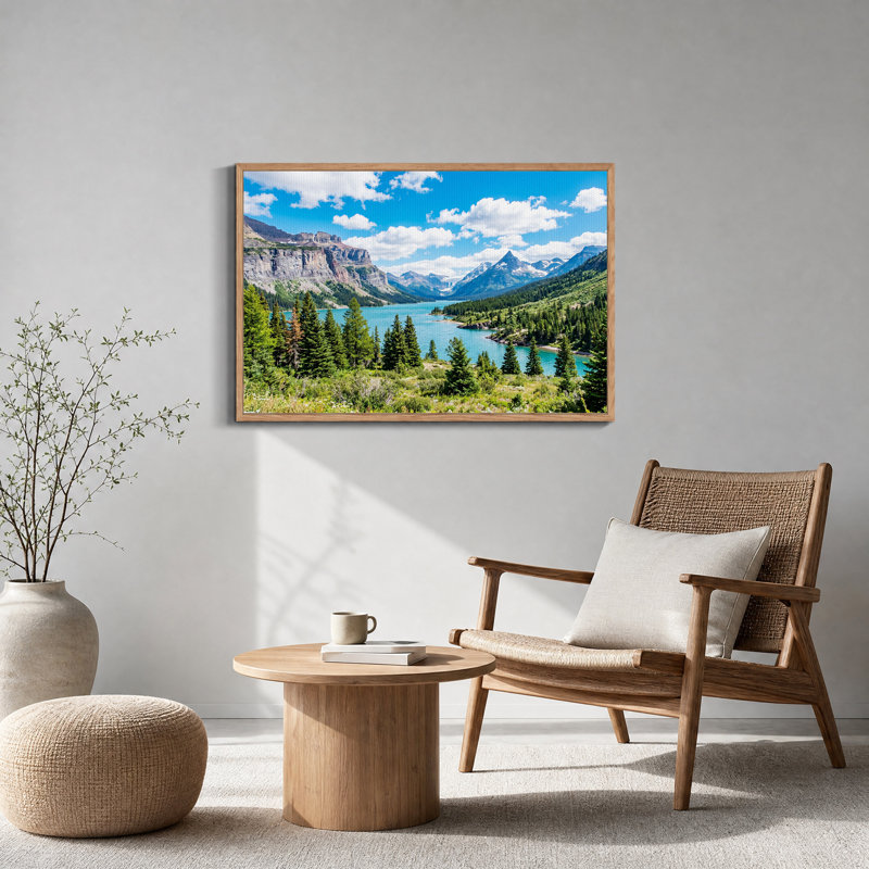 Tableau sur toile représentant le lac Turquoise Mountain et une forêt de pins, 24"H x36"W