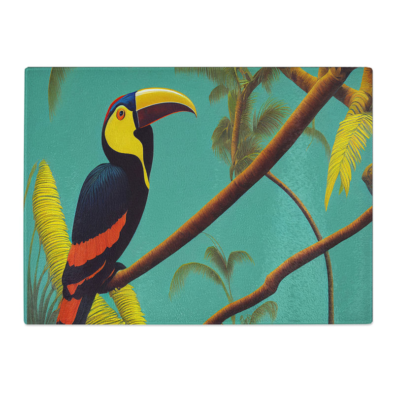 Radiant Toucan Bird  Glass Chopping Board