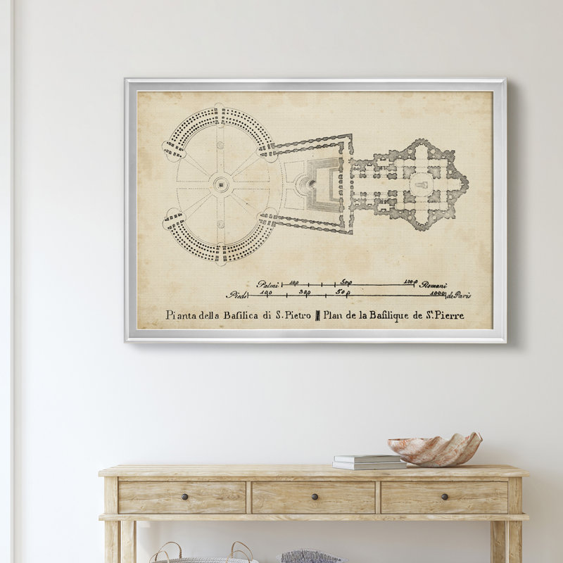 «Plan for St Peter's Basilica», impression sur toile encadrée, Argent, H 26,5 po x l 36,5 po x P 1,5 po