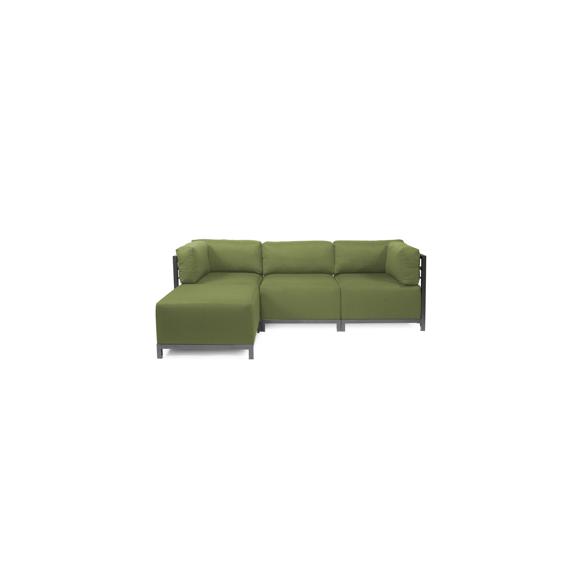 Olen 95.5'' Wide L-Shaped Steel Patio Sectional with Cushions, Titanium, Moss Sunbrella
