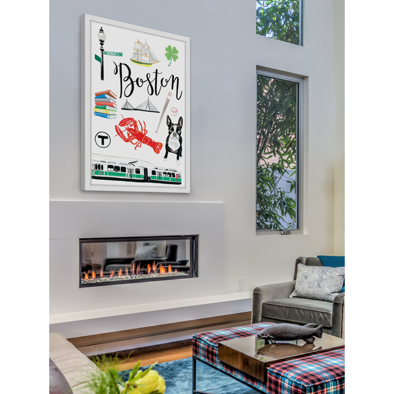 « boston icons », impression encadrée, H 24 po x l 16 po, Cadre noir