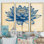 «Vintage Blue Lotus I», reproduction sur toile 3 pièces