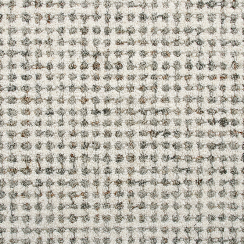 Tapis abstrait en mélange de laine à la main à motif abstrait contemporain, Rond 8 pi, Gris / Ivoire