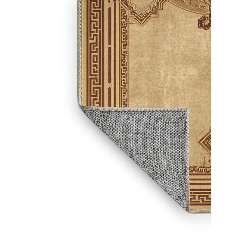Tapis oriental traditionnel beige lavable à la machine Madiun, 2 x 5
