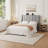 Ergonomic Upholstered Wingback Headboard With USB Charging Station And Storage Pockets, Tufted Linen, Bed Frame Compatible-692882360