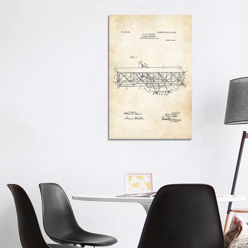 Wright Brothers Airplane - Wrapped Canvas Print, 101.6 cm H x 66.04 cm W x 1.91 cm D
