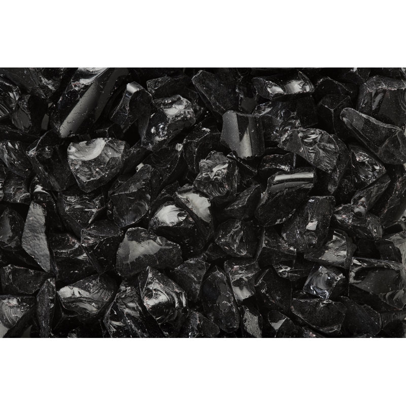 Elegant Black Tempered Broken Fire Glass, 25 lb Bag