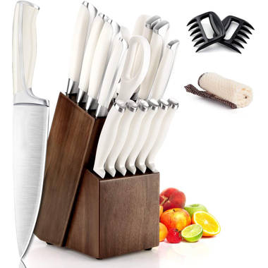 Oster Edgefield 14 Piece Stainless Steel Cutlery Knife Set with Black Knife  Block