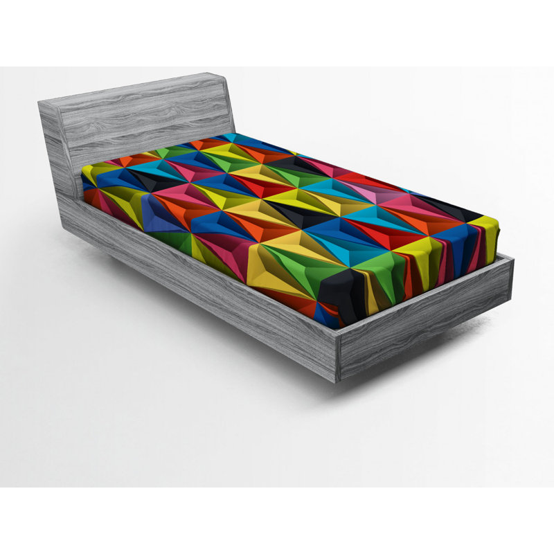 Microfiber Geometric Fitted Sheet, Twin Fitted Sheet