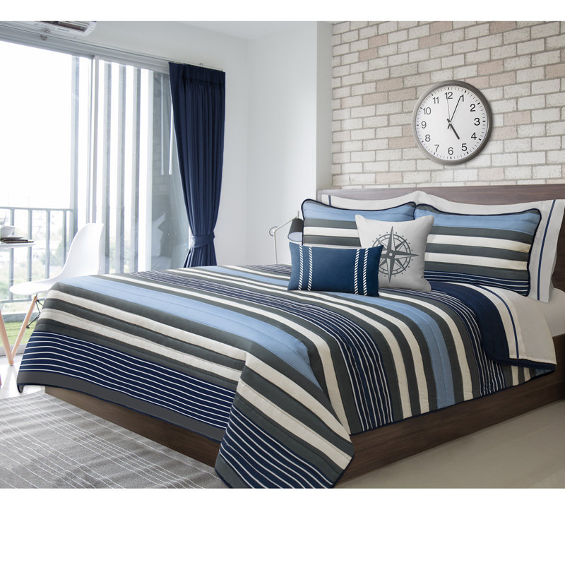 Ensemble de courtepointe réversible en microfibre Easton, Courtepointe + 2 taies décoratives pour très gra