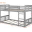 Lit simple au-dessus d'un lit superposé avec structure en bois de pin robuste de conception solide et attrayante en gris
